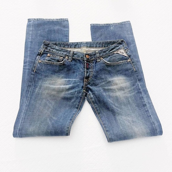 Replay Button Down Dark Wash Bootcut Denim Jeans SZ 27 x 32 - Picture 2 of 8